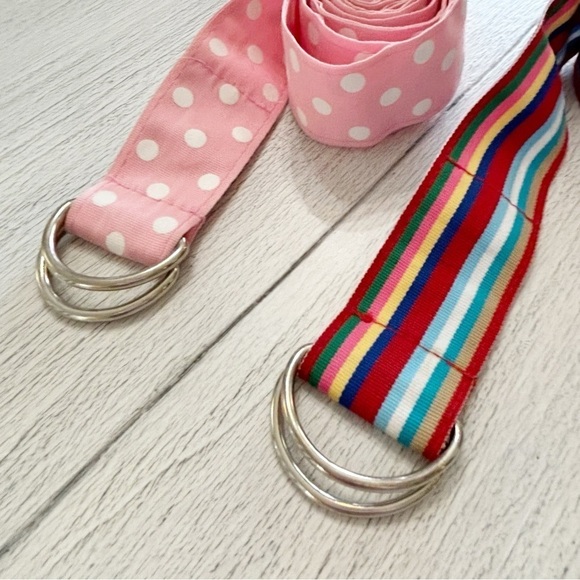 MORGAN & COMPANY Lot Of 2 Women’s Double Ring Ribbon Belts Stripes Polka Dots - Picture 3 of 4